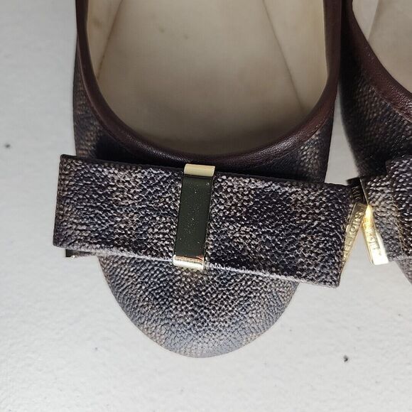 Michael KORS KIERA SIGNATURE PVC BOW MK LOGO  BALLET FLATS Loafers US 9 - Picture 6 of 8